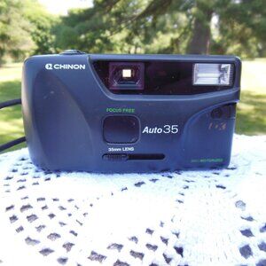 film camera 35mm point and shoot Chinon Brand  model Auto 35 DX built in flash